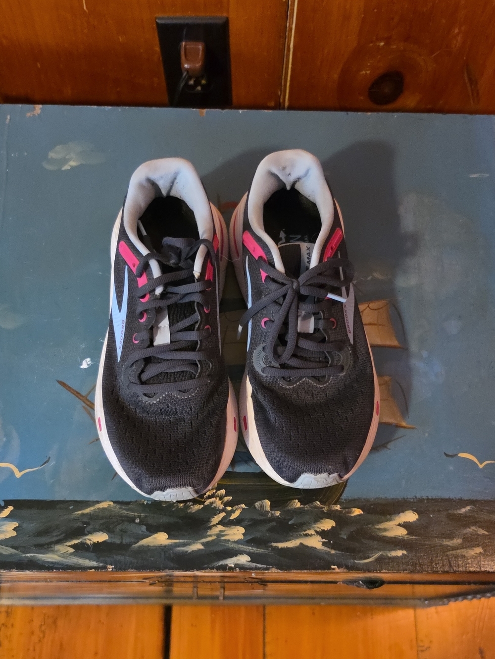 Brooks Black Running Sneakers with Pink and Light Blue Accents
